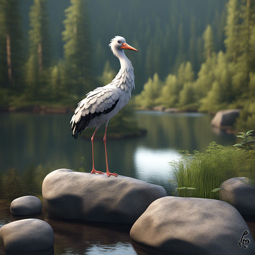 Stork on the rocks image